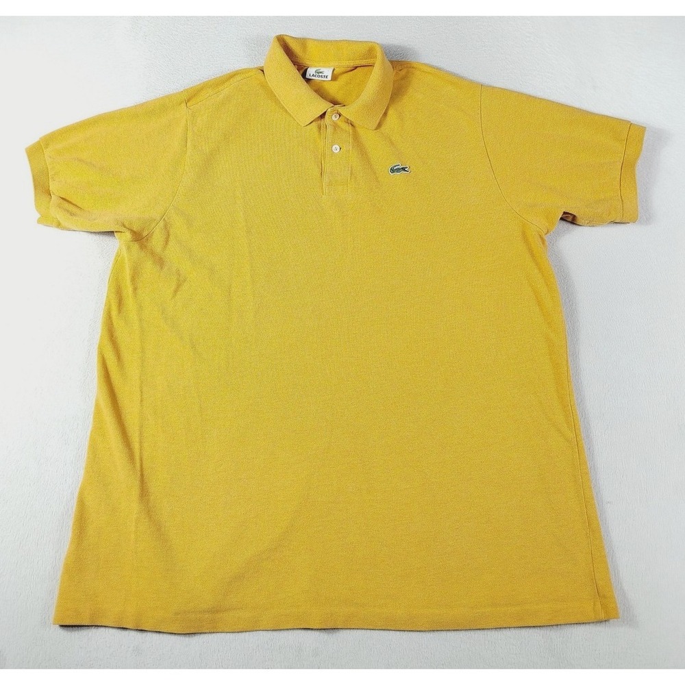 Lacoste Polo Shirt Mens‎ 3XL Yellow Pique Croc Logo Short Sleeve Cotton Preppy